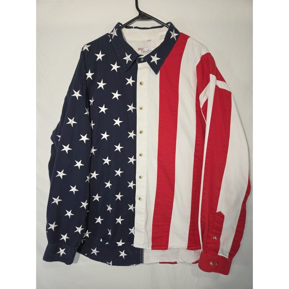 American Summer Flag Shirt Men 3XL Red White Blue Good Patriotic Stars Stripes